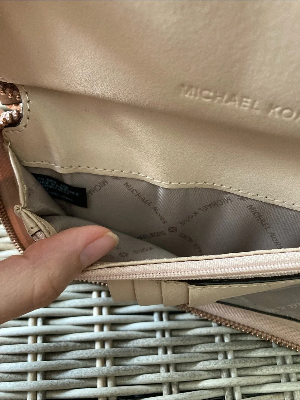 Michael Kors Metallic Rose Gold Embossed Wristlet Card Holder